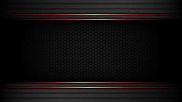 fond d'écran vectoriel de bannière de fond de carbone tech métallique foncé avec des bords rouges brillants