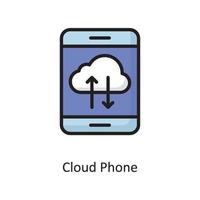 illustration de conception d'icône de contour rempli de vecteur de téléphone nuage. symbole de cloud computing sur fond blanc fichier eps 10