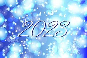 2023 noël nouvel an flocons de neige d'hiver et fond de paillettes scintillantes. chute de confettis brillants avec des éclats. effet de lumière brillante pour carte de voeux de noël ou du nouvel an. vecteur