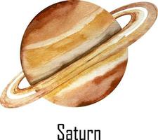 planète aquarelle saturne isolée sur blanc. illustration de saturne vecteur