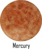 aquarelle planète mercure isolé sur blanc. mercureillustration vecteur