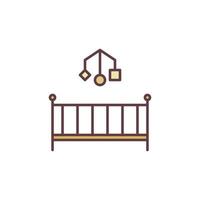 icône colorée de concept de vecteur de lit bébé. signe de lit de bébé