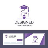 carte de visite créative et modèle de logo diplôme de souris illustration vectorielle de l'éducation en ligne vecteur