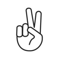 icône de contour de main de paix vecteur