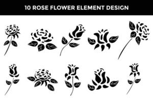 conception d'élément d'ornement de fleur rose vecteur