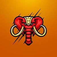 vecteur de conception de logo de mascotte de jeu d'éléphant esport avec style de concept d'illustration moderne pour l'impression de badge, d'emblème et de chemise. illustration de tête d'éléphant en colère.