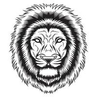 style de tatouage illustration tête de lion en noir et blanc vecteur