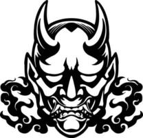 silhouette de masque hannya japonais vecteur