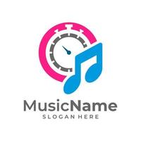 illustration d'icône de vecteur de logo de temps de musique. modèle de conception de logo de musique de temps