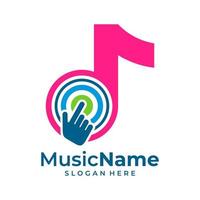 vecteur de logo de clic de musique. modèle de conception de logo de musique tactile