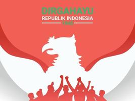 illustration de la fête de l'indépendance de l'indonésie avec la silhouette de l'aigle - concept de conception de vecteur d'arrière-plan de l'affiche.