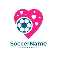 modèle de logo de football d'amour, vecteur de conception de logo d'amour de football