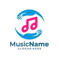 vecteur de logo de musique de soins. modèle de conception de logo de soins de musique