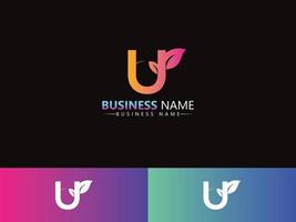 image de logo premium u, stock vectoriel d'icône de logo de feuille u uu