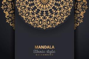 fond de mandala de luxe arabesque doré avec motif est style.mandala décoratif pour impression, affiche, couverture, brochure, dépliant et bannière vecteur