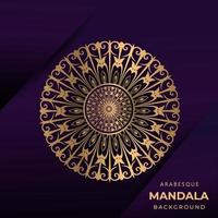 fond de mandala de luxe motif doré, fond noir. mandala de conception de luxe ornemental pour impression, affiche, couverture, brochure, dépliant et bannière vecteur