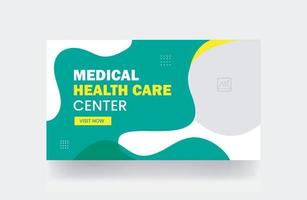 modèle de conception de bannière de promotion de vignette vidéo de bannière web de vignette de soins de santé vecteur