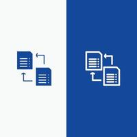 partage de fichiers de données science ligne et glyphe icône solide bannière bleue ligne et glyphe icône solide bannière bleue vecteur