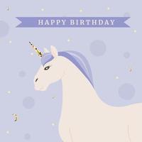 portrait de carte d'anniversaire licorne vecteur