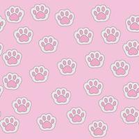 motif de patte de chat sans couture en rose vecteur