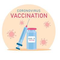 vaccination contre le coronavirus. seringue, pilule, virus. vecteur