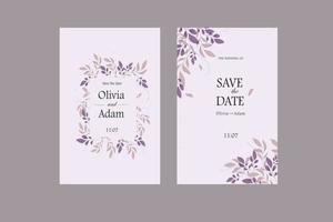 invitation de mariage avec des feuilles de couleur pastel clair vecteur