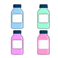 ensemble de bouteilles médicales colorées avec étiquettes. vecteur