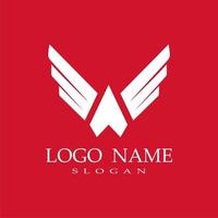 logo avec lettre une combinaison d'ailes, fond rouge vecteur