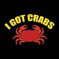 conception de t-shirt de crabe vecteur