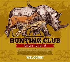 affiche de croquis de saison ouverte de club de chasse de vecteur