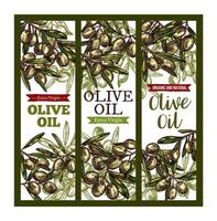 bannières de croquis vrigin extra huile d'olive de vecteur
