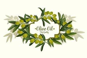 affiche de bouquet d'olives vectorielles de meilleure qualité d'huile d'olive vecteur