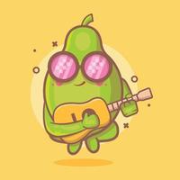 mascotte de personnage de fruit de papaye cool jouant de la guitare dessin animé isolé dans un style plat vecteur