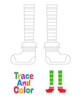 feuille de traçage des pieds d'elfe pour les enfants vecteur