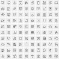 100 icônes d'affaires solides pour le Web et le matériel imprimé vecteur