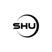création de logo de lettre shu en illustration. logo vectoriel, dessins de calligraphie pour logo, affiche, invitation, etc. vecteur