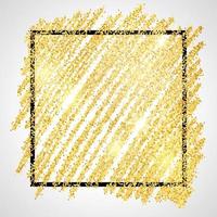 toile de fond scintillante de peinture dorée avec cadre carré noir sur fond blanc. fond avec des étincelles d'or et un effet scintillant. espace vide pour votre texte. illustration vectorielle vecteur