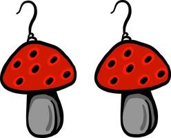 boucles d'oreilles champignon ,illustration,vecteur sur fond blanc vecteur