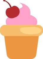 cupcake rose, illustration, sur fond blanc. vecteur