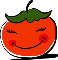 Happy tomato, illustration, vecteur sur fond blanc.