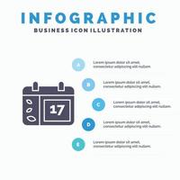 calendrier jour date irlande solide icône infographie 5 étapes présentation fond vecteur