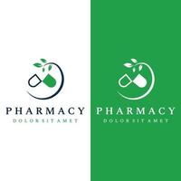 conception de modèle de logo de pharmacie avec bol et phytothérapie pilée.logos pour la médecine, le médecin, l'hôpital et la pharmacie. vecteur