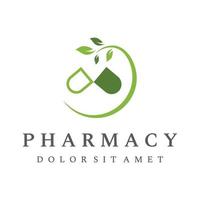 conception de modèle de logo de pharmacie avec bol et phytothérapie pilée.logos pour la médecine, le médecin, l'hôpital et la pharmacie. vecteur