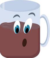 tasse de café avec les yeux, illustration, vecteur sur fond blanc.