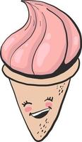 Happy ice cream, illustration, vecteur sur fond blanc