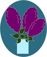 fleurs lilas dans un vase, illustration, vecteur sur fond blanc.