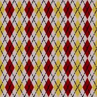 motif argyle rouge et jaune sans couture avec des lignes pointillées vecteur