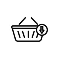 icône de ligne de boutique en ligne. contient un panier avec téléchargement. illustration d'icône liée à la boutique de commerce électronique. conception vectorielle simple modifiable. pixel parfait à 32 x 32 vecteur