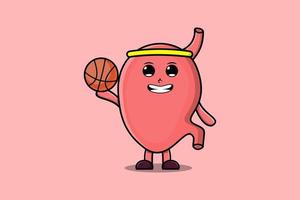 personnage de dessin animé mignon estomac jouant au basket vecteur