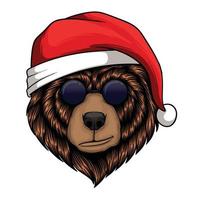 tête d'ours portant un bonnet de noel noël illustration vectorielle vecteur